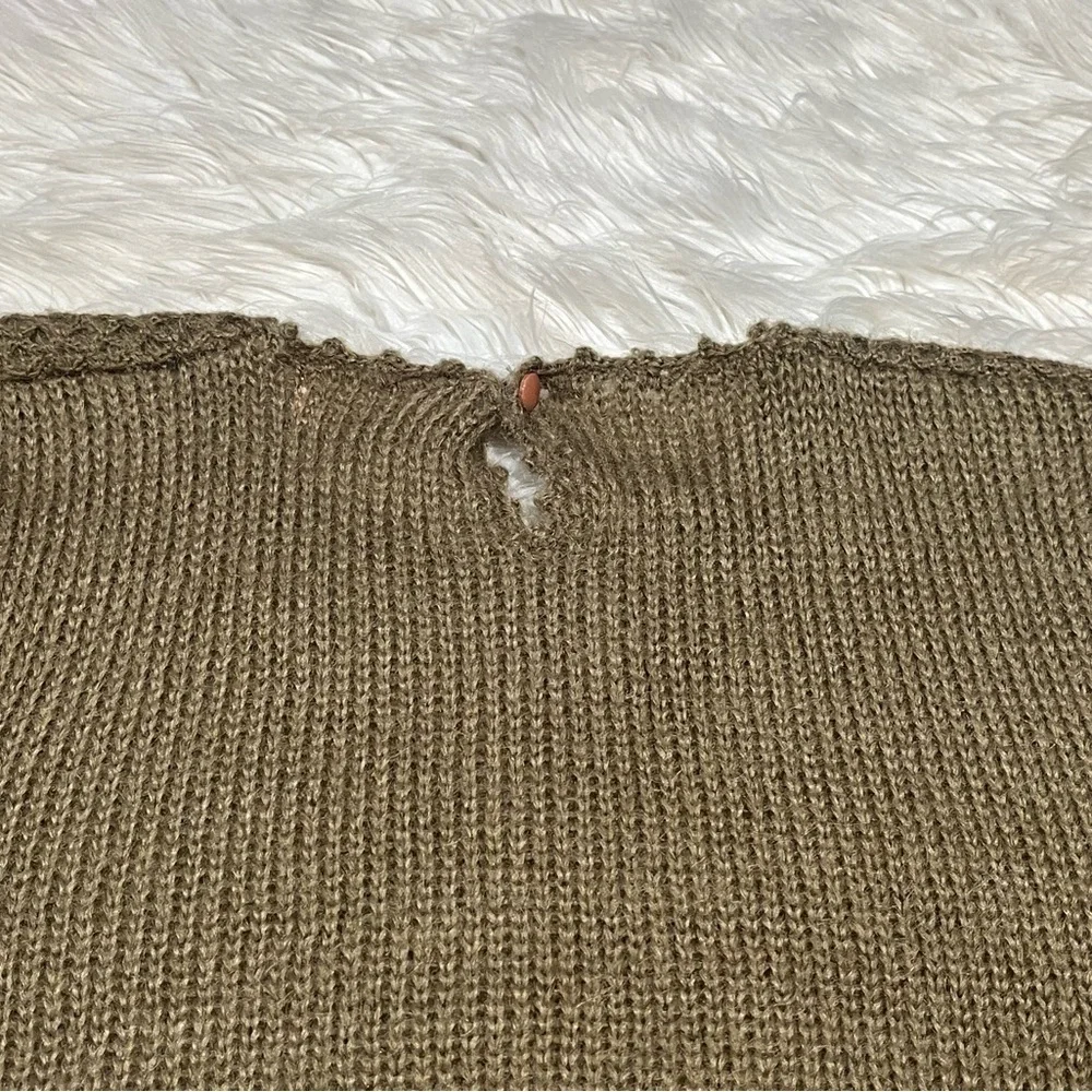 Mu Fashion Women's Floral Sunflower Sweater Olive Green Balloon Sleeves - Picture 6 of 10